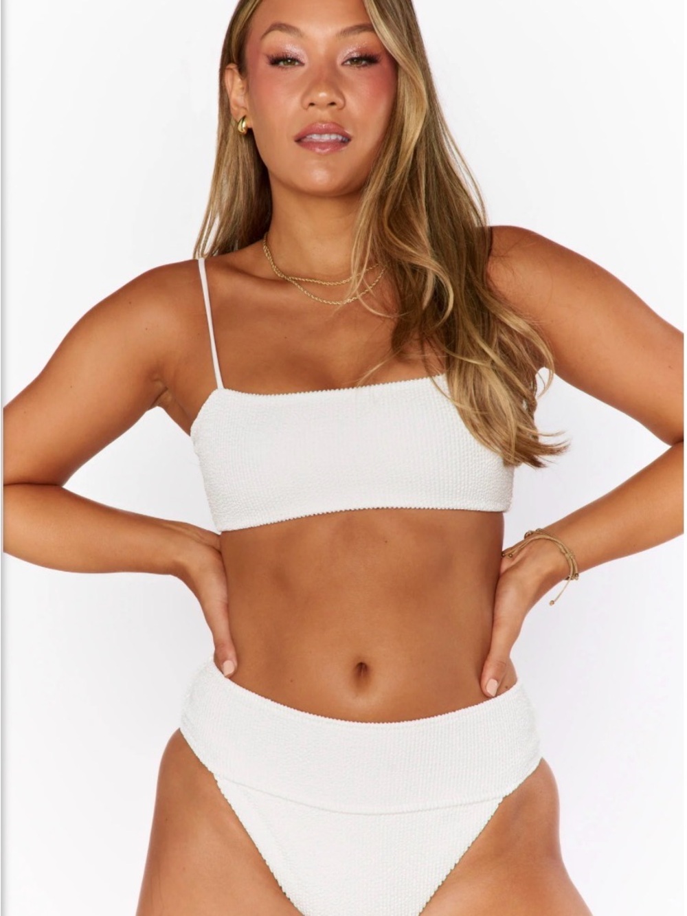 Show me your mumu ivory White Textured Bikini Set Top and Bottom